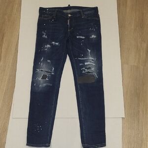 DSQUARED2 Dark Blue Distressed Skinny Jeans